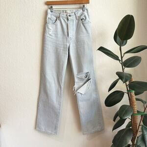 Levi's Womens Ribcage Straight Ankle Jeans Size 26 Premium Button Fly Distressed